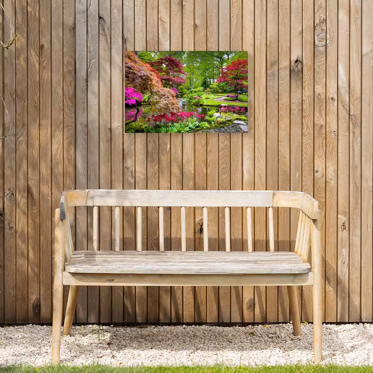 Kleurrijke Japanse tuin Tuinposter op houten frame 2 cm dik klein -sfeer4