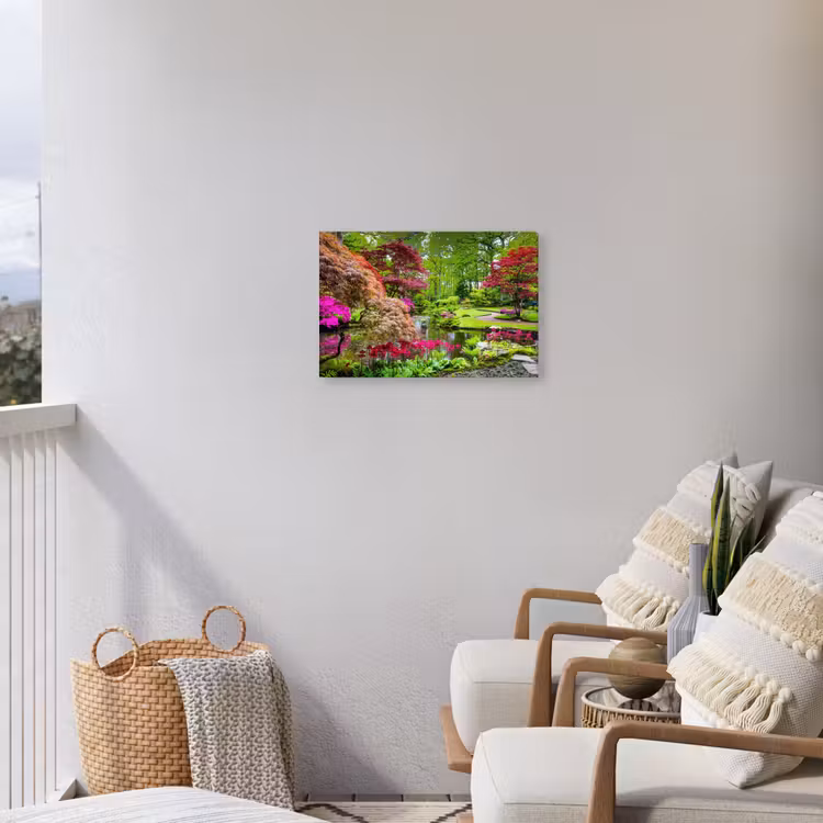 Kleurrijke Japanse tuin Tuinposter op houten frame 2 cm dik klein -sfeer1