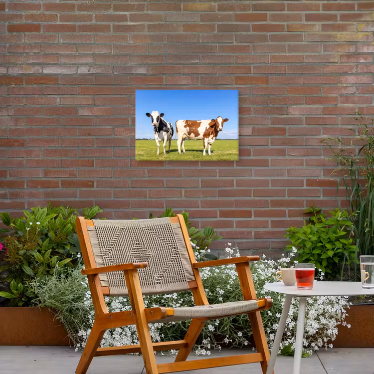 Koeien in de Weide Tuinposter op houten frame 2 cm dik klein -sfeer3