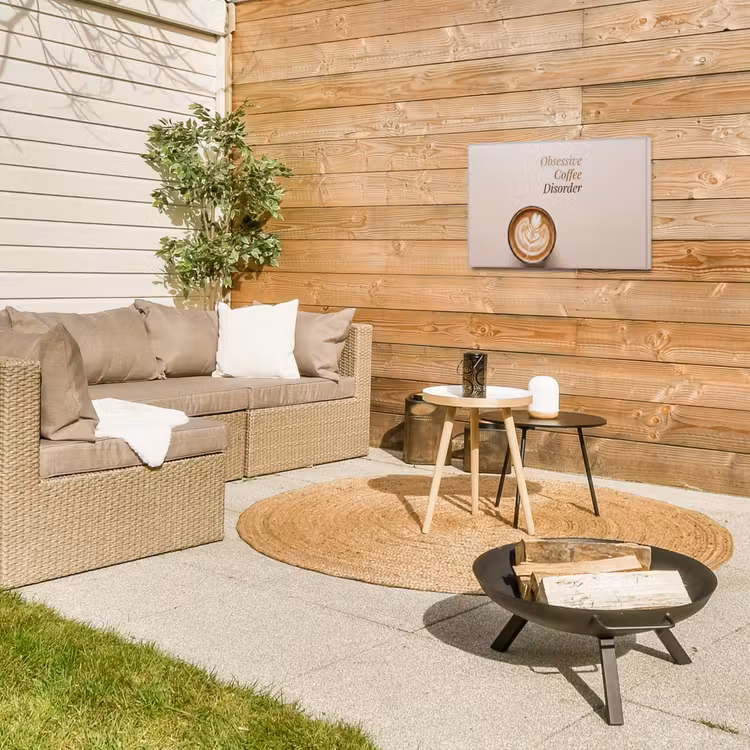Koffie - Obessive Coffee Disorder - Beige Tuinposter op houten frame 2 cm dik klein -sfeer2