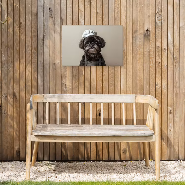 Kokskleding - Zwart - Hondje Tuinposter op houten frame 2 cm dik klein -sfeer4
