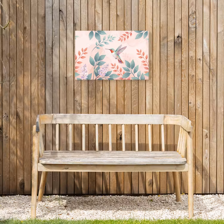 Kolibrie - Vliegen - Natuur - Illustratie - Kleurrijk Tuinposter op houten frame 2 cm dik klein -sfeer4