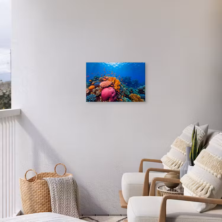 Koraal - Vissen - Oceaan - Natuur - Kleurrijk Tuinposter op houten frame 2 cm dik klein -sfeer1
