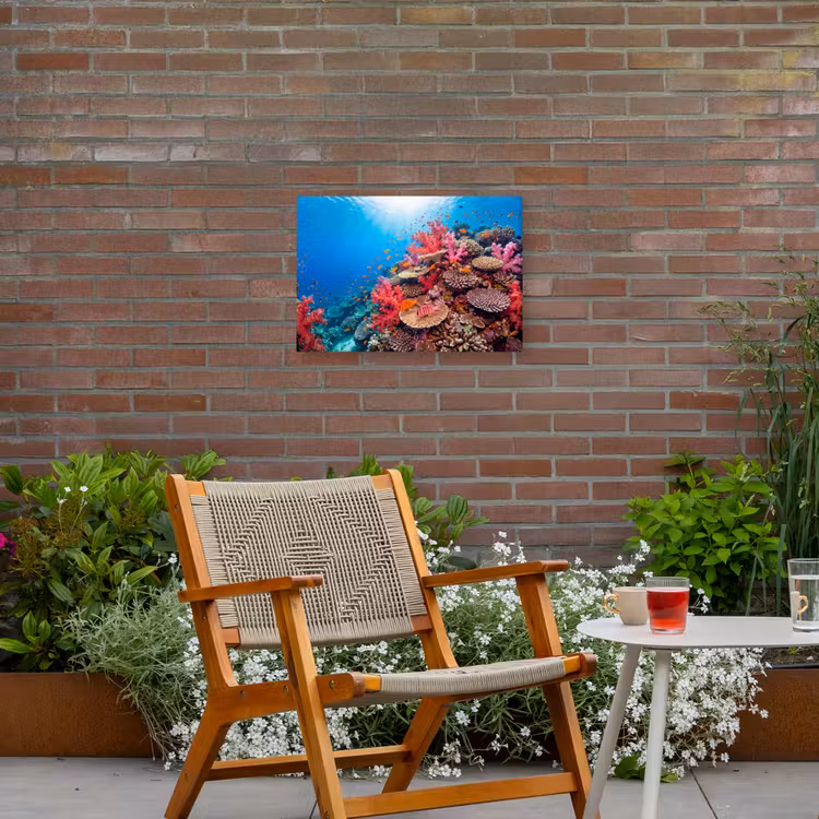 Koraalrif - Vissen - Onderwater - Tropisch - Rood Tuinposter op houten frame 2 cm dik klein -sfeer3