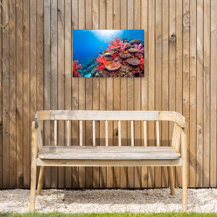 Koraalrif - Vissen - Onderwater - Tropisch - Rood Tuinposter op houten frame 2 cm dik klein -sfeer4