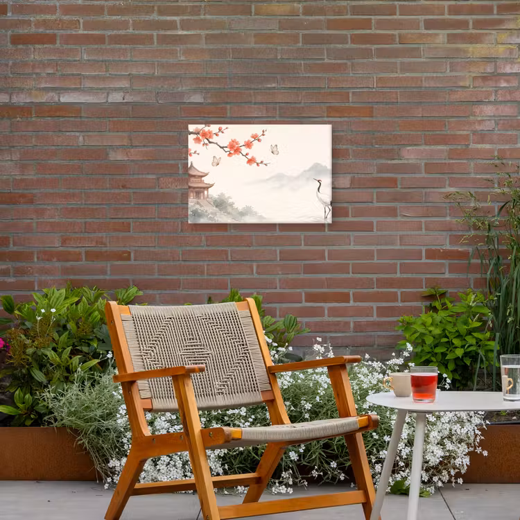Kraanvogel - Azië - Klassiek Tuinposter op houten frame 2 cm dik klein -sfeer3