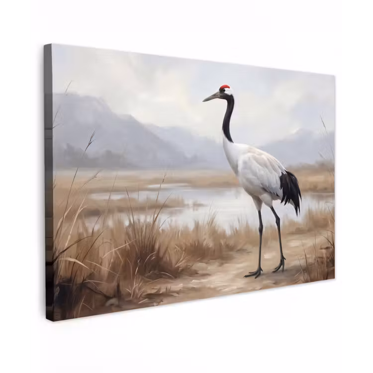 Kraanvogel - Natuur - Realistisch Tuinposter op houten frame 2 cm dik klein -3d