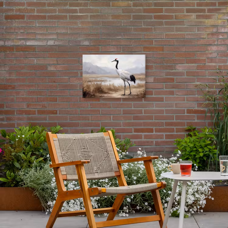Kraanvogel - Natuur - Realistisch Tuinposter op houten frame 2 cm dik klein -sfeer3