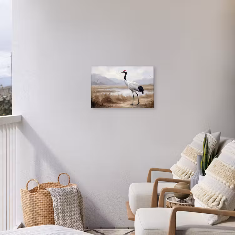 Kraanvogel - Natuur - Realistisch Tuinposter op houten frame 2 cm dik klein -sfeer1
