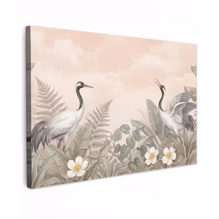 Kraanvogels - Natuur - Roze Tuinposter op houten frame 2 cm dik klein -3d