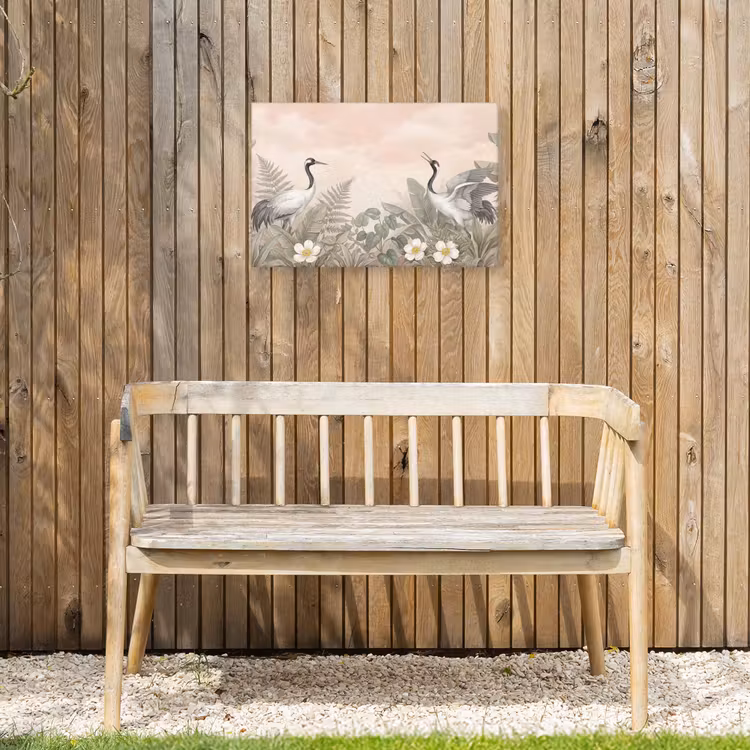 Kraanvogels - Natuur - Roze Tuinposter op houten frame 2 cm dik klein -sfeer4