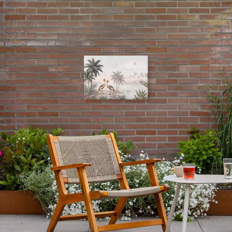 Kraanvogels - Palmbomen - Tropisch Tuinposter op houten frame 2 cm dik klein -sfeer3