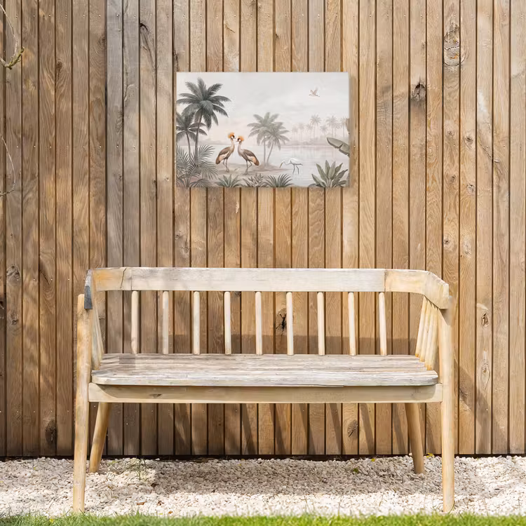 Kraanvogels - Palmbomen - Tropisch Tuinposter op houten frame 2 cm dik klein -sfeer4
