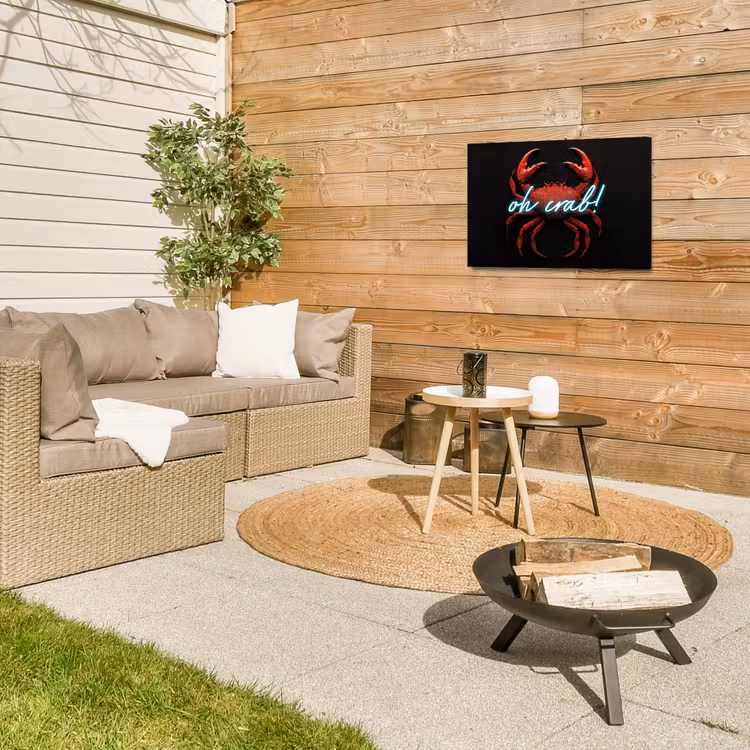 Krab - Rood - Neon - Quote Tuinposter op houten frame 2 cm dik klein -sfeer2