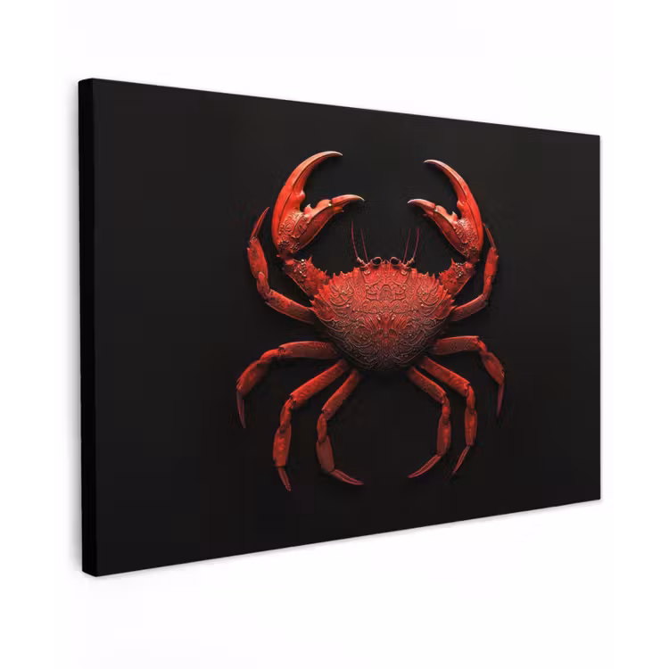 Krab - Rood - Vissen - Schaaldieren Tuinposter op houten frame 2 cm dik klein -3d