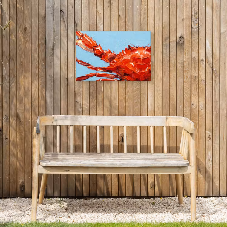 Krab - Zee - Dieren - Abstract - Rood Tuinposter op houten frame 2 cm dik klein -sfeer4
