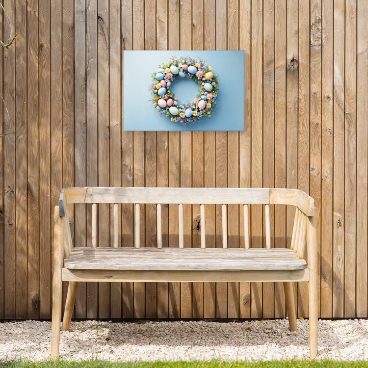 Krans - Eieren - Bloemen Tuinposter op houten frame 2 cm dik klein -sfeer4