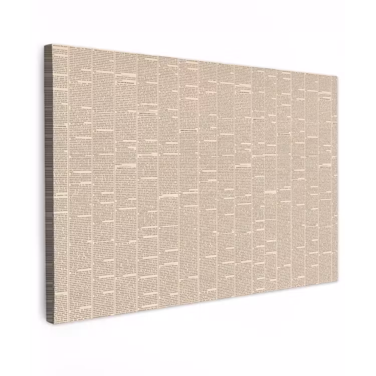 Krant - Nieuws - Historisch - Vintage - Beige Tuinposter op houten frame 2 cm dik klein -3d