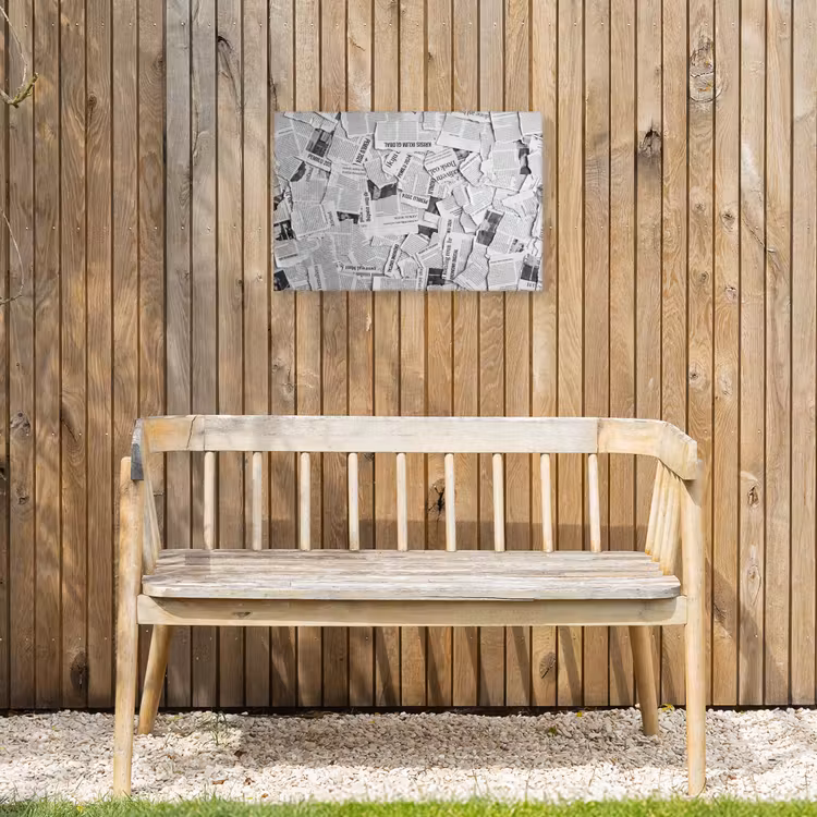 Krant - Versnipperd - Textuur - Zwart-wit - Abstract Tuinposter op houten frame 2 cm dik klein -sfeer4