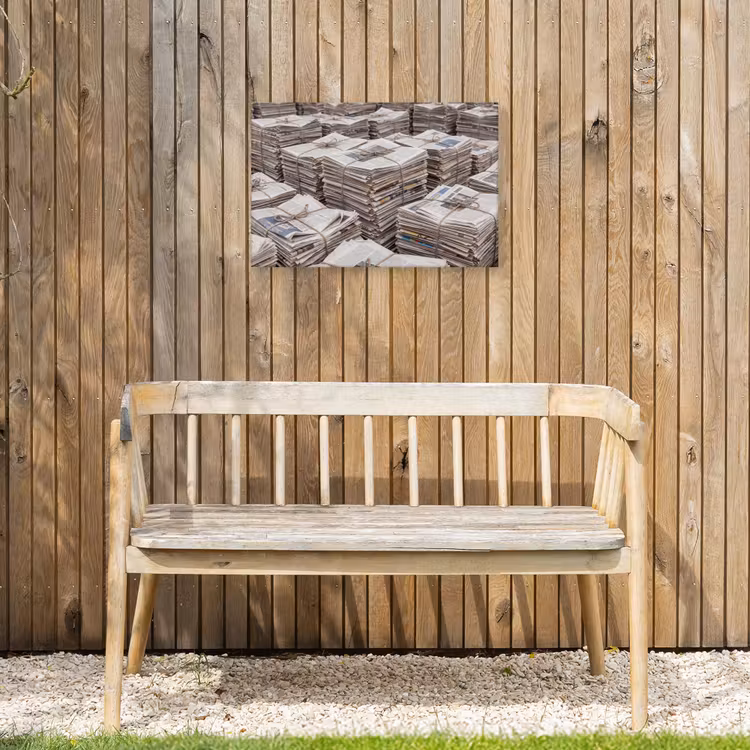 Kranten - Stapels - Touw - Informatie - Vintage Tuinposter op houten frame 2 cm dik klein -sfeer4