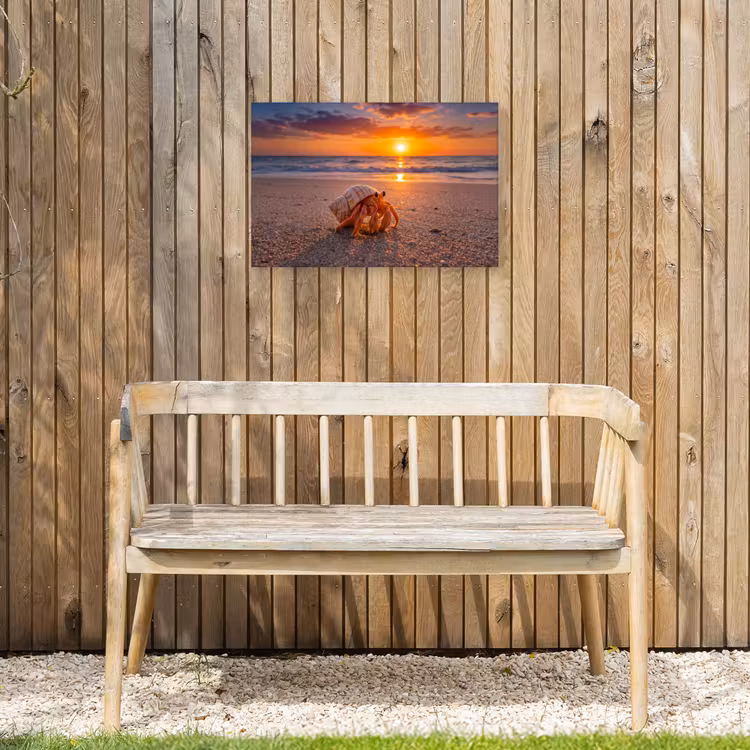 Kreeft - Strand - Natuur - Zonsondergang - Oranje Tuinposter op houten frame 2 cm dik klein -sfeer4