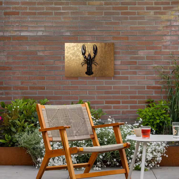 Kreeft - Zwart - Goud - Luxe Tuinposter op houten frame 2 cm dik klein -sfeer3