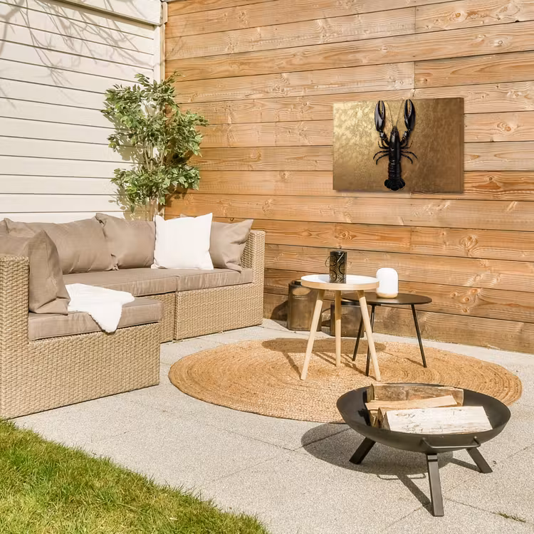 Kreeft - Zwart - Goud - Luxe Tuinposter op houten frame 2 cm dik klein -sfeer2