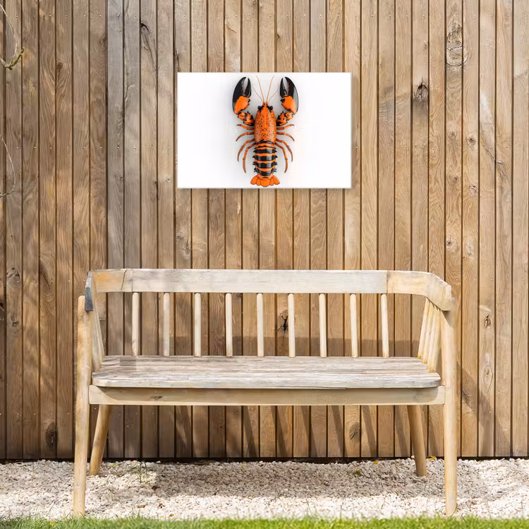Kreeft - Zwart - Oranje - Wit - Uniek Tuinposter op houten frame 2 cm dik klein -sfeer4