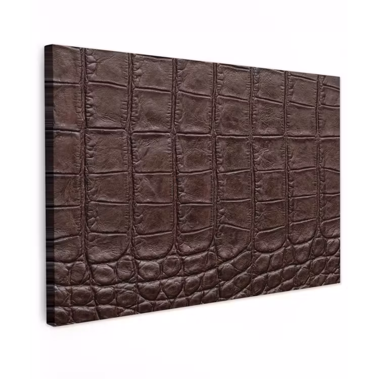 Krokodil - Leer - Bruin Tuinposter op houten frame 2 cm dik klein -3d