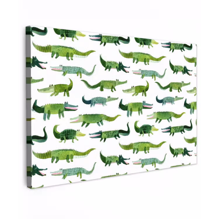 krokodillen - Speels - Groen Tuinposter op houten frame 2 cm dik klein 845 -3d