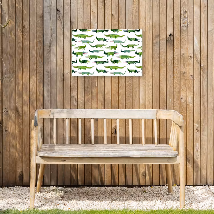 krokodillen - Speels - Groen Tuinposter op houten frame 2 cm dik klein 845 -sfeer4