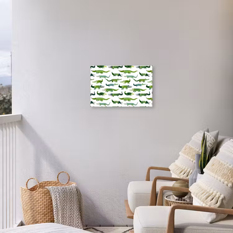 krokodillen - Speels - Groen Tuinposter op houten frame 2 cm dik klein 845 -sfeer1