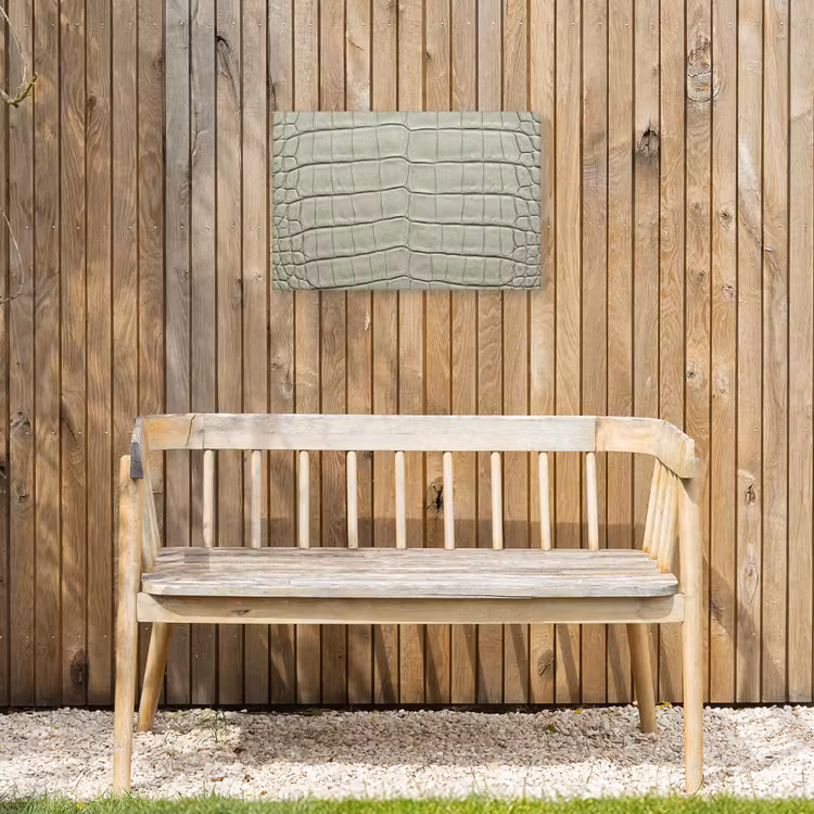 Krokodillenleer - Schubben - Groen Tuinposter op houten frame 2 cm dik klein -sfeer4
