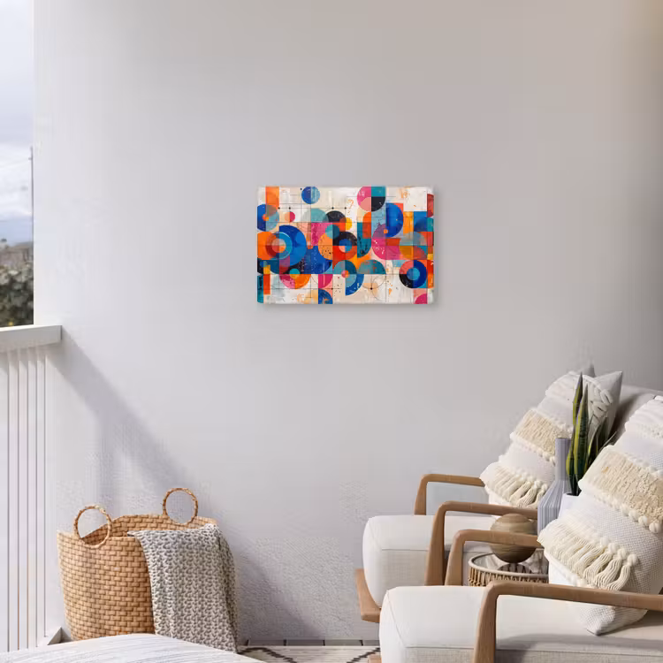 Kunst - Geometrisch - Abstract - Kleurrijk Tuinposter op houten frame 2 cm dik klein -sfeer1
