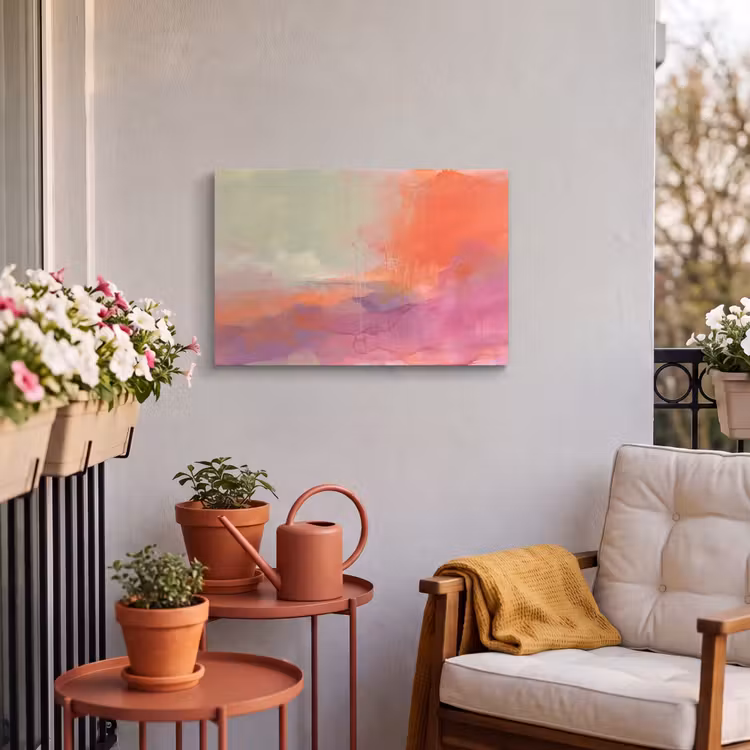 Kunst - Vloeiend - Overgangen - Oranje Tuinposter op houten frame 2 cm dik klein -sfeer1