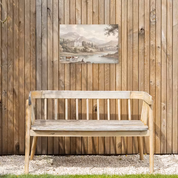 Landhuis - Rivier - Vee Tuinposter op houten frame 2 cm dik klein -sfeer4