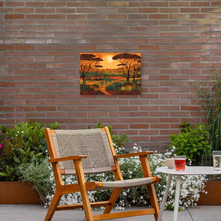 Landschap - Afrikaans - Zon Tuinposter op houten frame 2 cm dik klein -sfeer3