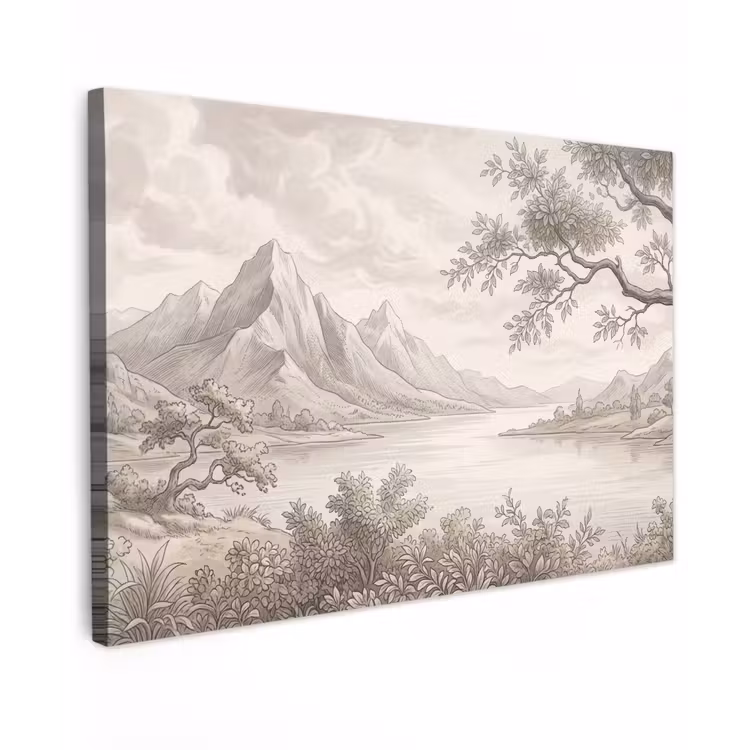 Landschap - Bergen - Meer - Natuur Tuinposter op houten frame 2 cm dik klein -3d