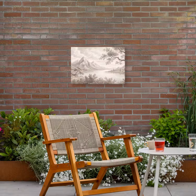 Landschap - Bergen - Meer - Natuur Tuinposter op houten frame 2 cm dik klein -sfeer3