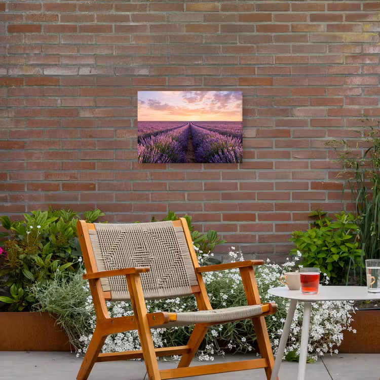 Landschap - Lavendelveld - Paars Tuinposter op houten frame 2 cm dik klein -sfeer3