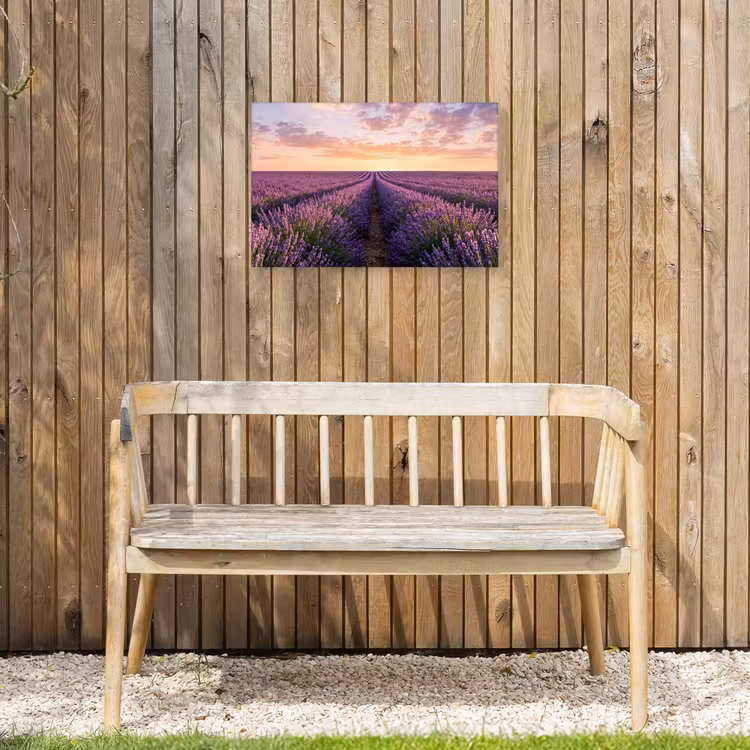 Landschap - Lavendelveld - Paars Tuinposter op houten frame 2 cm dik klein -sfeer4
