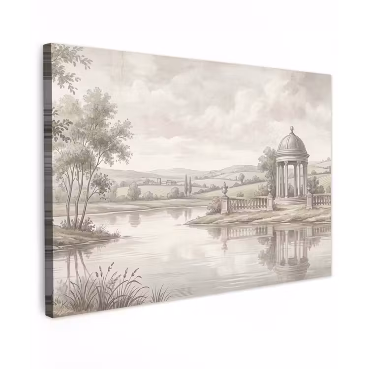 Landschap - Water - Natuur - Sepia Tuinposter op houten frame 2 cm dik klein -3d