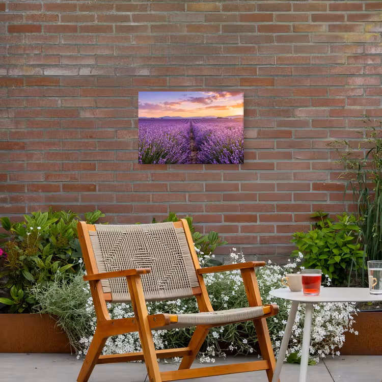 Lavendel - Veld - Natuur - Paars Tuinposter op houten frame 2 cm dik klein -sfeer3