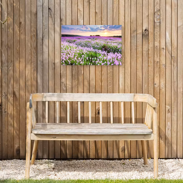 Lavendelvelden bij zonsondergang Tuinposter op houten frame 2 cm dik klein -sfeer4