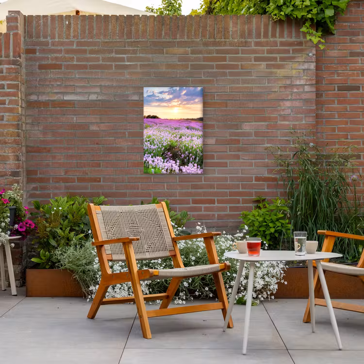 Lavendelvelden in de schemering Tuinposter op houten frame 2 cm dik klein -sfeer3