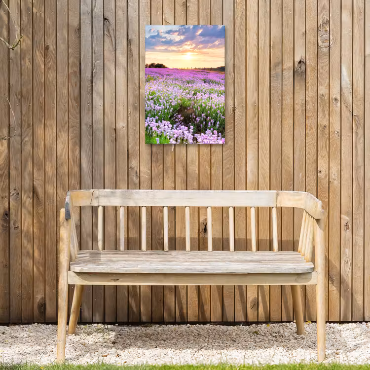 Lavendelvelden in de schemering Tuinposter op houten frame 2 cm dik klein -sfeer4