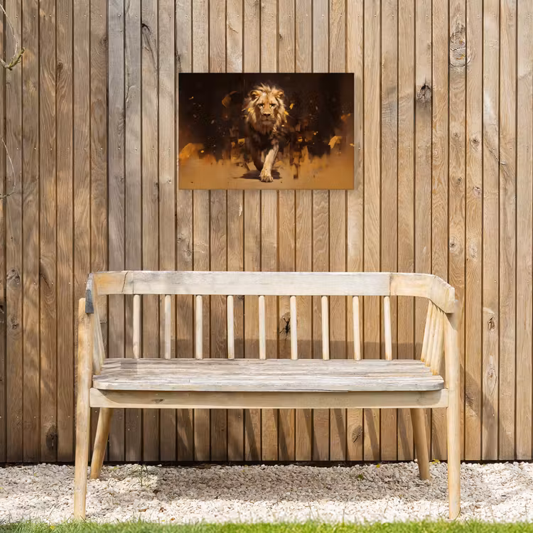 Leeuw - Geschilderd - Abstract - Goud Tuinposter op houten frame 2 cm dik klein -sfeer4