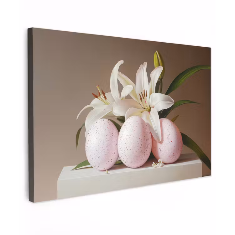 Lelies - Eieren - Pasen Tuinposter op houten frame 2 cm dik klein -3d