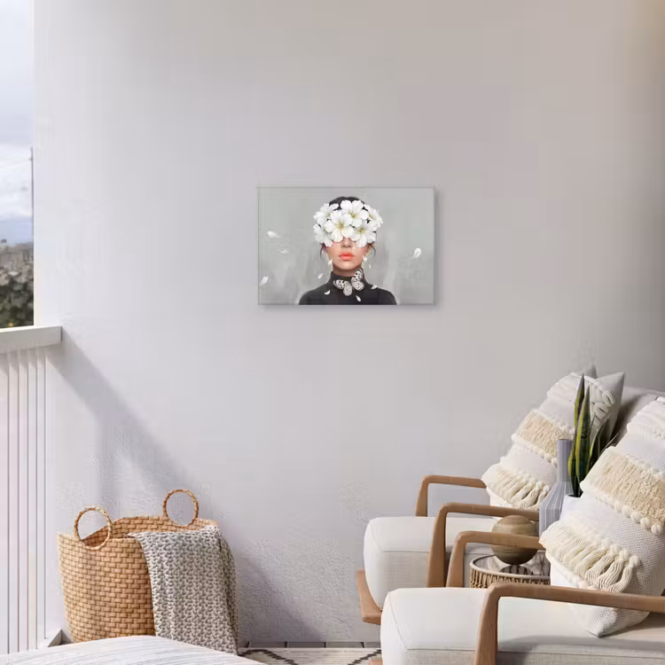 Lelies - Portret - Wit Tuinposter op houten frame 2 cm dik klein -sfeer1
