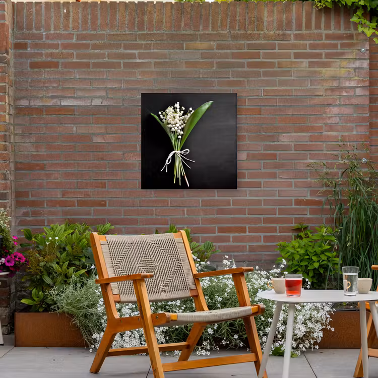 Lelietjes van dalen - Bloemen - Stilleven - Flora Tuinposter op houten frame 2 cm dik middel -sfeer3